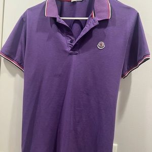 Men's Moncler Maglia Manica Corta Polo Shirt Size 7 Equivalent To M Purple EUC